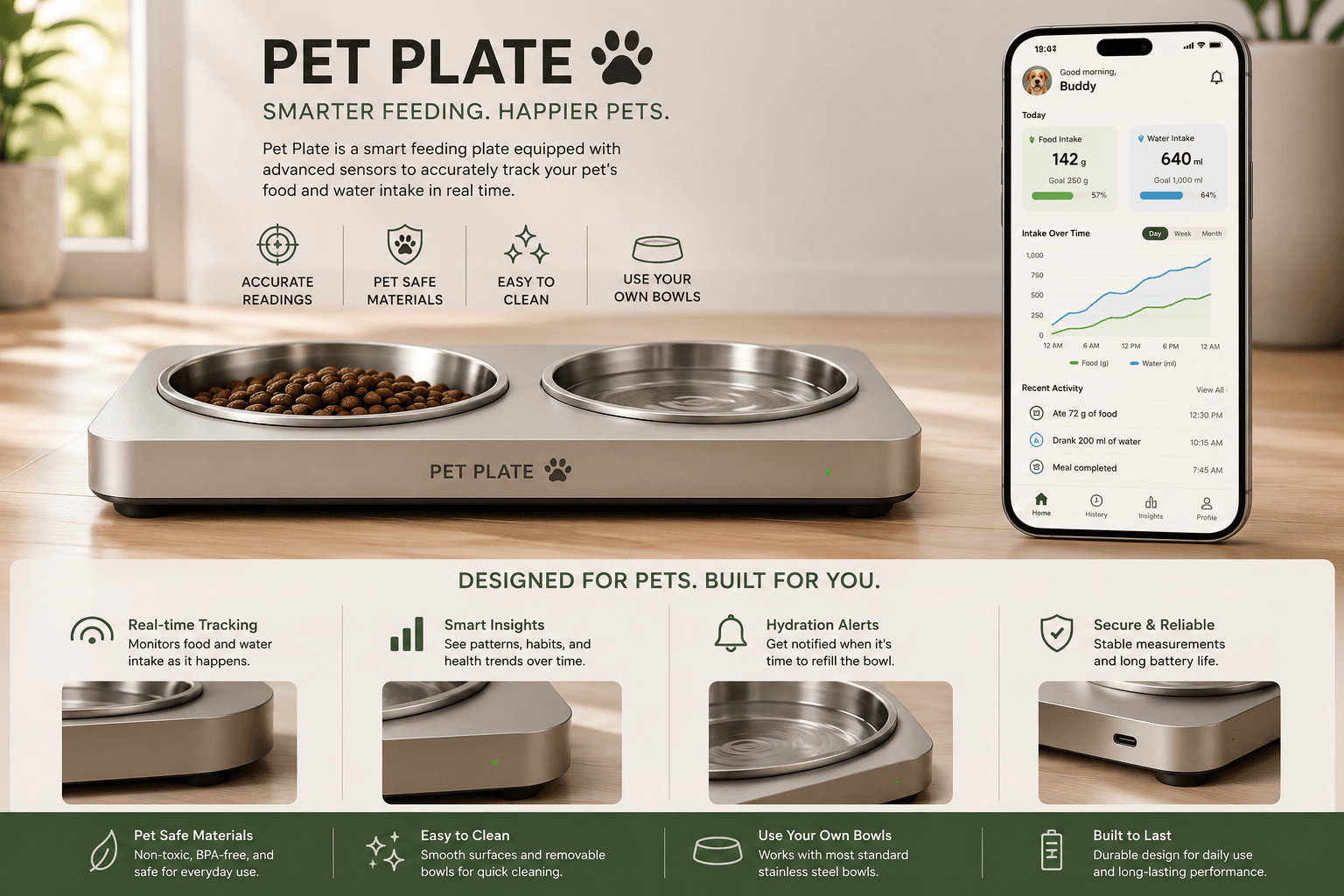 Smart Pet Plate system overview — smart plate, companion app, and key features